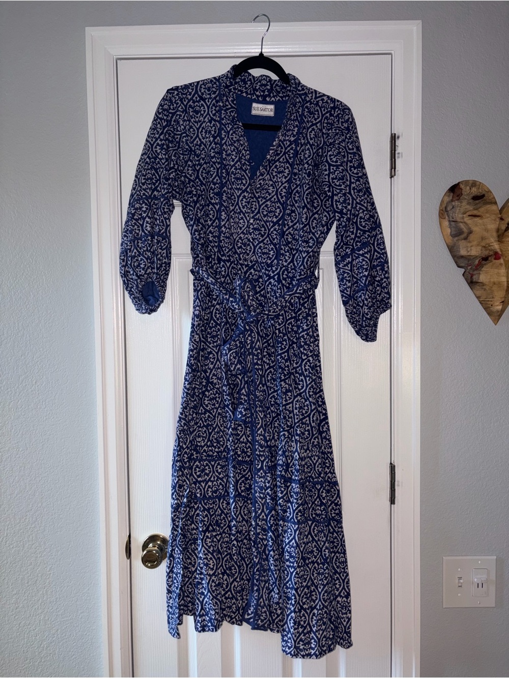 Sue Sartor blue and white dress